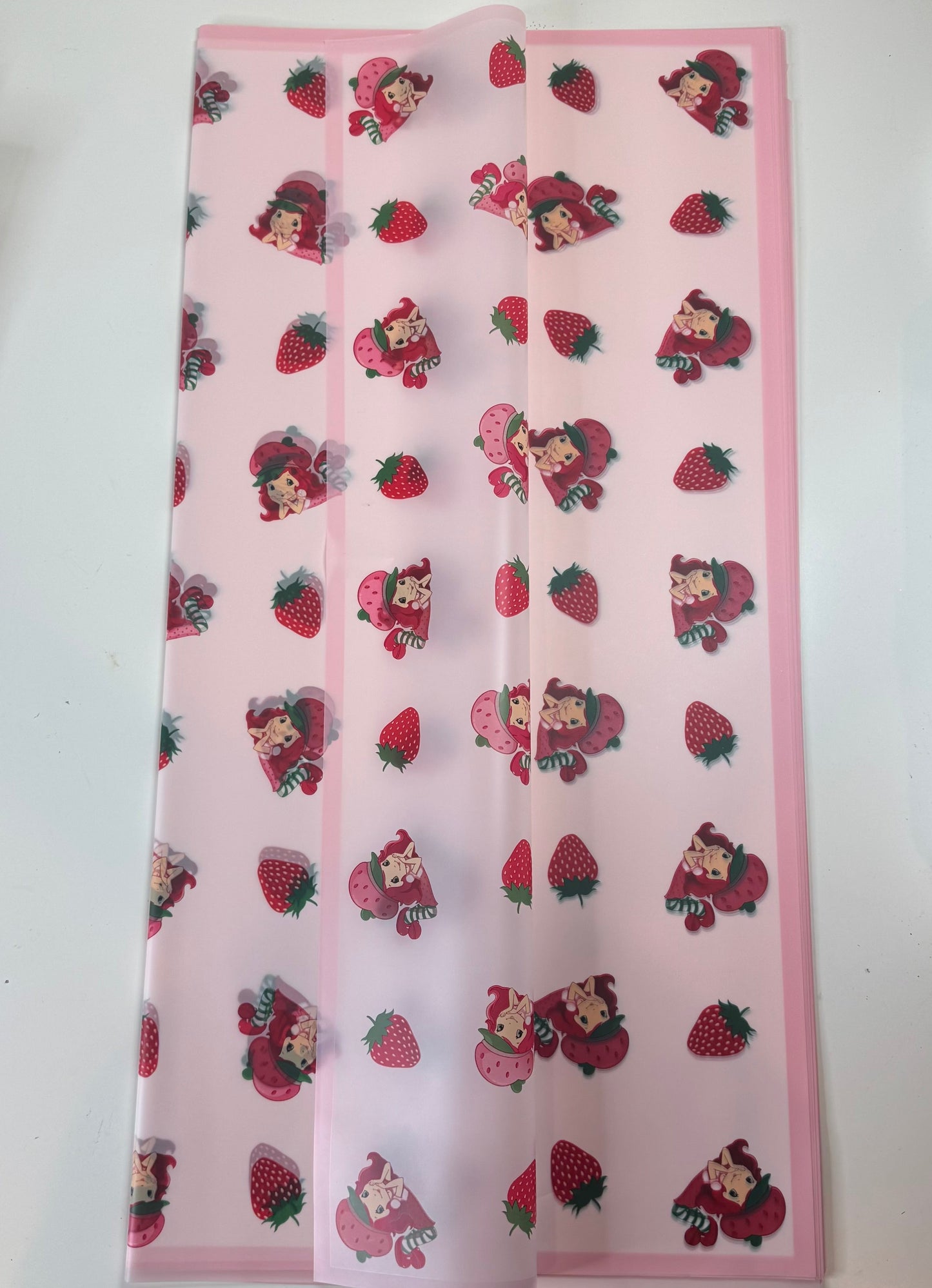 Strawberry Shortcake Pink Frosted Boarder Wrapping Paper