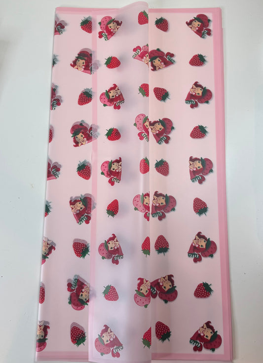 Strawberry Shortcake Pink Frosted Boarder Wrapping Paper