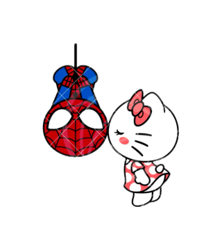 Hello Kitty & Spiderman Kissing Topper