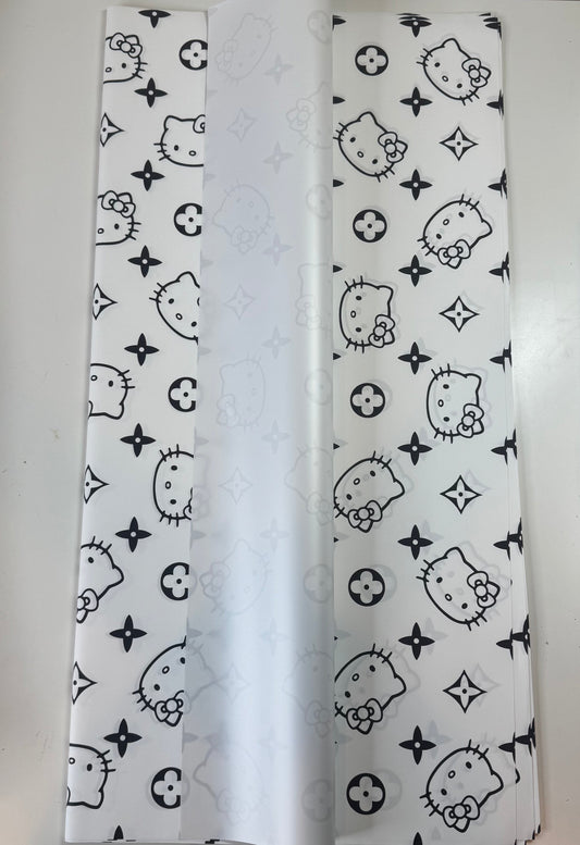 Black & White Hello Kitty LV Solid Wrapping Paper