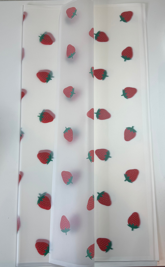 White Strawberry Frosted Wrapping Paper